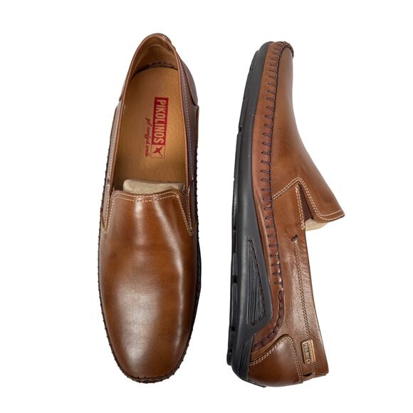Pikolinos Azores Loafer Moccasin Mens 12 EU 46 Cuero Brown Leather Slip On